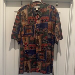 Tori Richard "Christmas Sleighcation" Multicolor Tropical Print Shirt